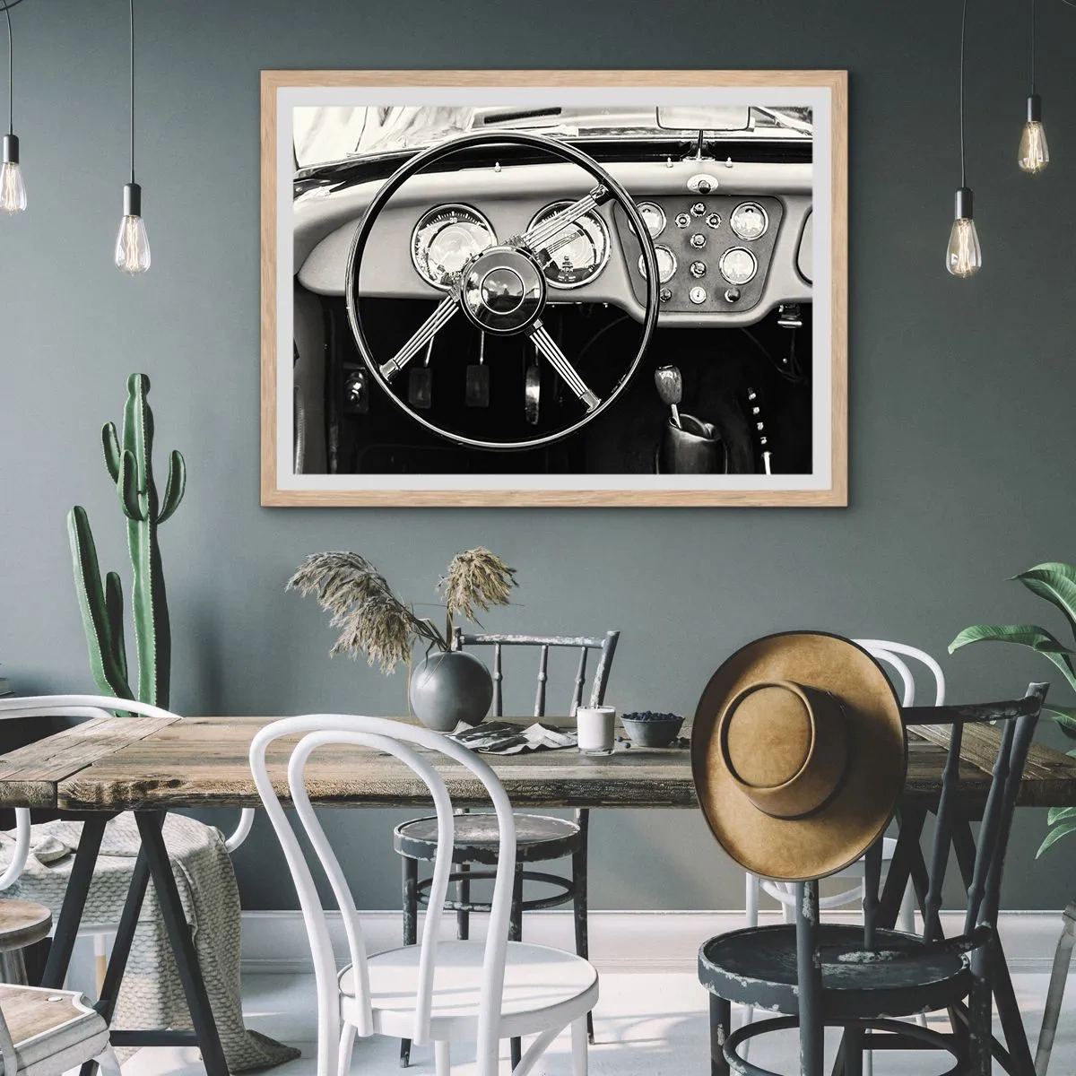 Affiche dans un chêne clair - Poster - Rêve de collectionneur - 100x70 cm