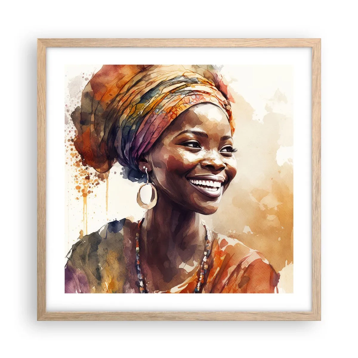 Affiche dans un chêne clair - Poster - reine africaine - 50x50 cm