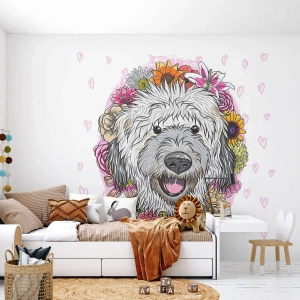 Papier Peint Photo Premium Canvas - La joie du chiot - Abstraction, Chien, Pour les enfants - 500x350 cm