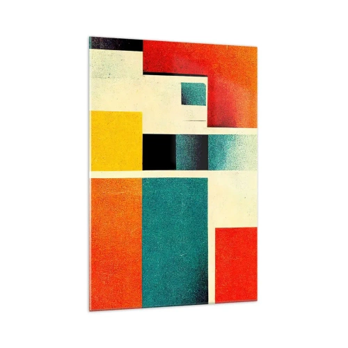 Impression sur verre - Image sur verre - Abstraction géométrique avec des rectangles et des carrés colorés - 70x100cm - Abstraction géométrique – bonne énergie - Décoration murale moderne pour le salon et la chambre ARTTOR