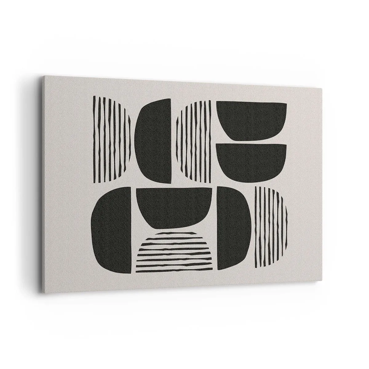 Impression sur toile - Image sur toile - Géométrie avec demi-cercles et lignes en noir sur fond clair - 120x80cm - Offres sans enthousiasme - Décoration murale moderne pour le salon et la chambre ARTTOR