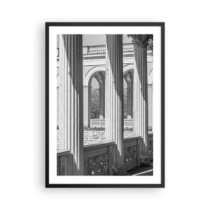 Affiche dans un cadre noir - Poster - Colonnes en architecture avec des ombres subtiles - 50x70cm - Arcade ensoleillée - Décoration murale moderne pour le salon et la chambre ARTTOR