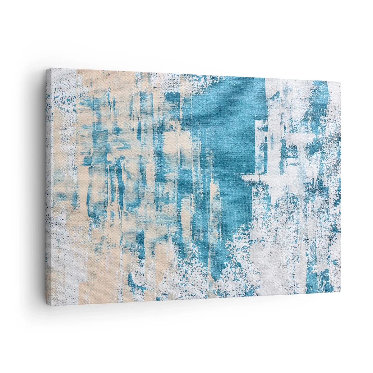 Impression sur toile - Image sur toile - Composition abstraite dans les tons de bleu et de blanc - 70x50cm - À travers un iceberg - Décoration murale moderne pour le salon et la chambre ARTTOR