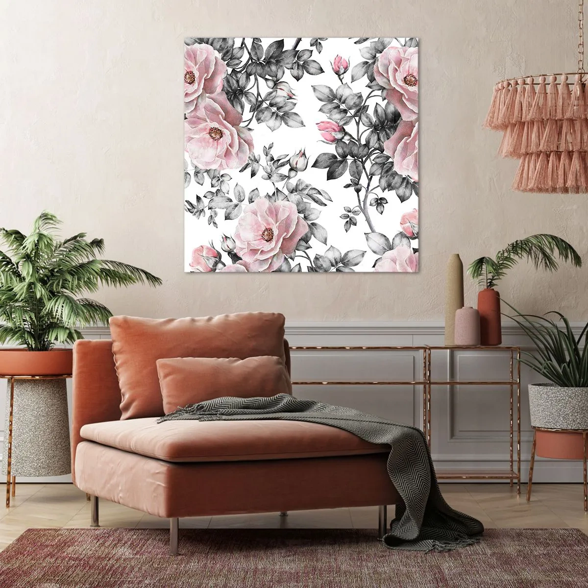 Impression sur toile - Image sur toile - Se perdre dans les fleurs des roses - 70x70 cm