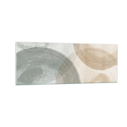 Impression sur verre - Image sur verre - Composition abstraite aux couleurs pastel avec des lignes - 140x50cm - Mondes pénétrants - Décoration murale moderne pour le salon et la chambre ARTTOR