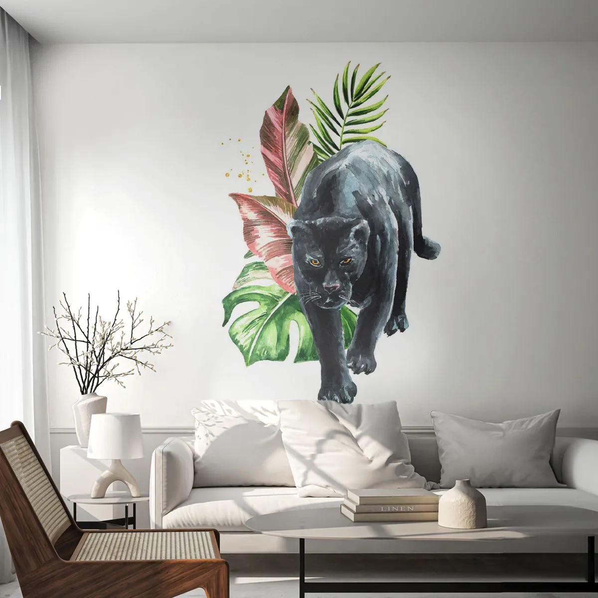 Papier Peint Autocollant Deluxe Sticker - Sauvagerie du coeur - Panthère noire, Animaux, Nature - 250x175 cm