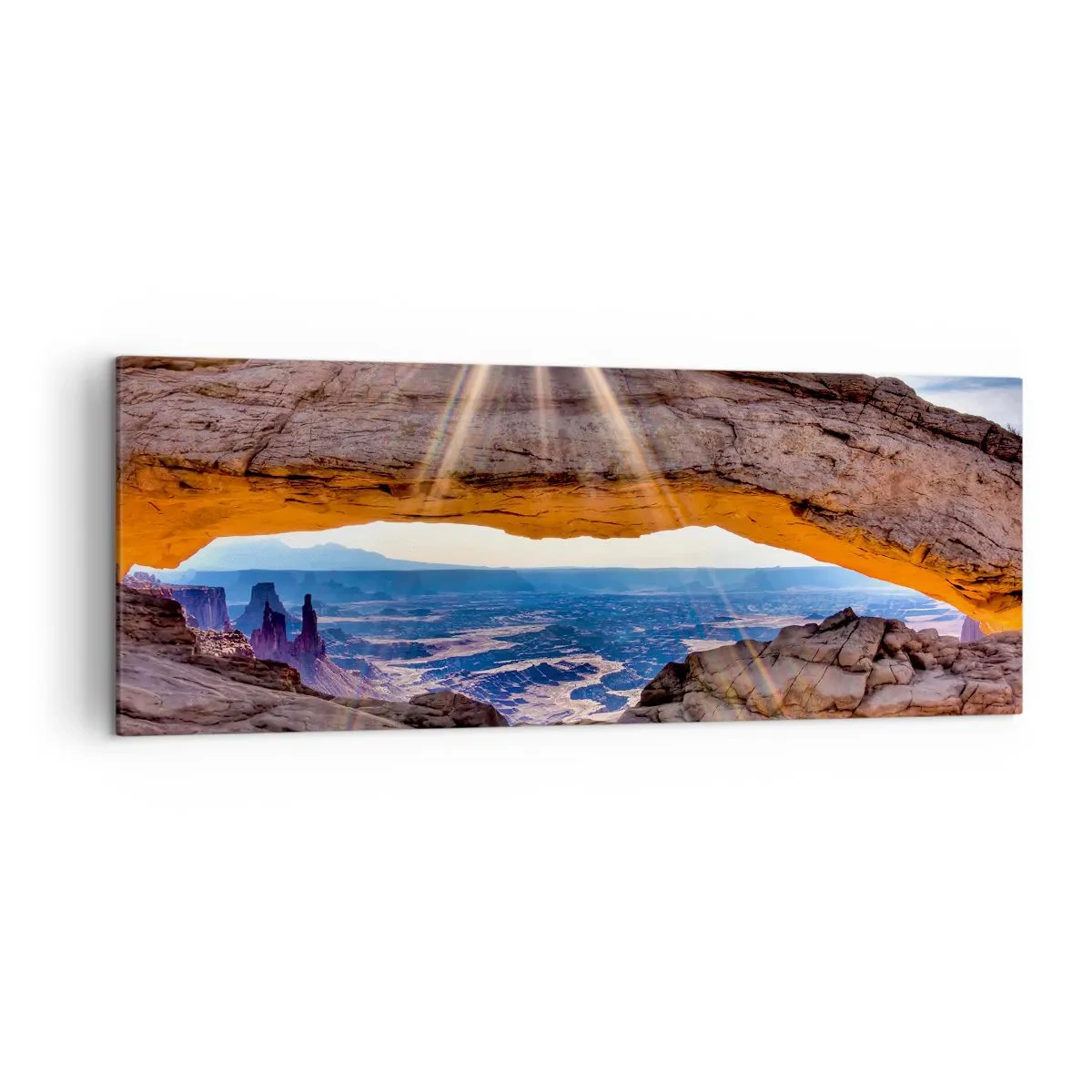 Impression sur toile - Image sur toile - Arche rocheuse surplombant le canyon au lever du soleil - 140x50cm - Par la porte rocheuse - Décoration murale moderne pour le salon et la chambre ARTTOR