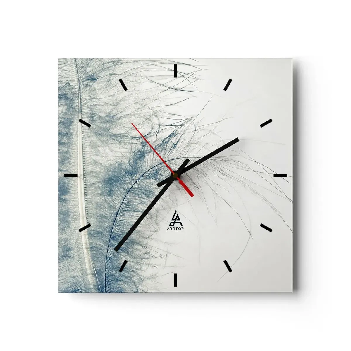 Horloge murale - Pendule murale - Une plume délicate aux tons pastel sur fond clair - 30x30cm - Les sept natures - Décoration murale moderne pour le salon et la chambre ARTTOR