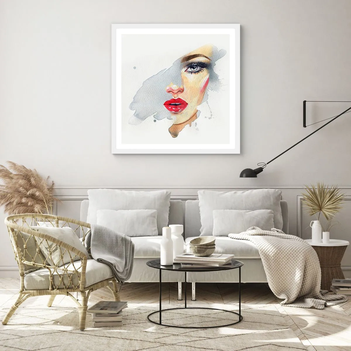 Affiche dans un cadre blanc - Poster - Reflet dans une goutte d'eau - 40x40 cm