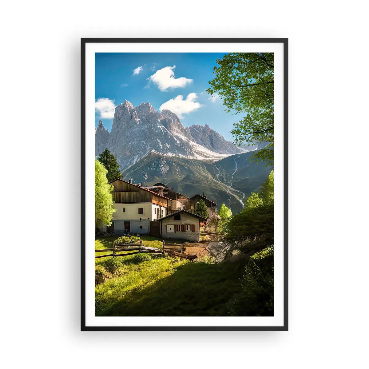 Affiche dans un cadre noir - Poster - Idylle alpine - 70x100 cm