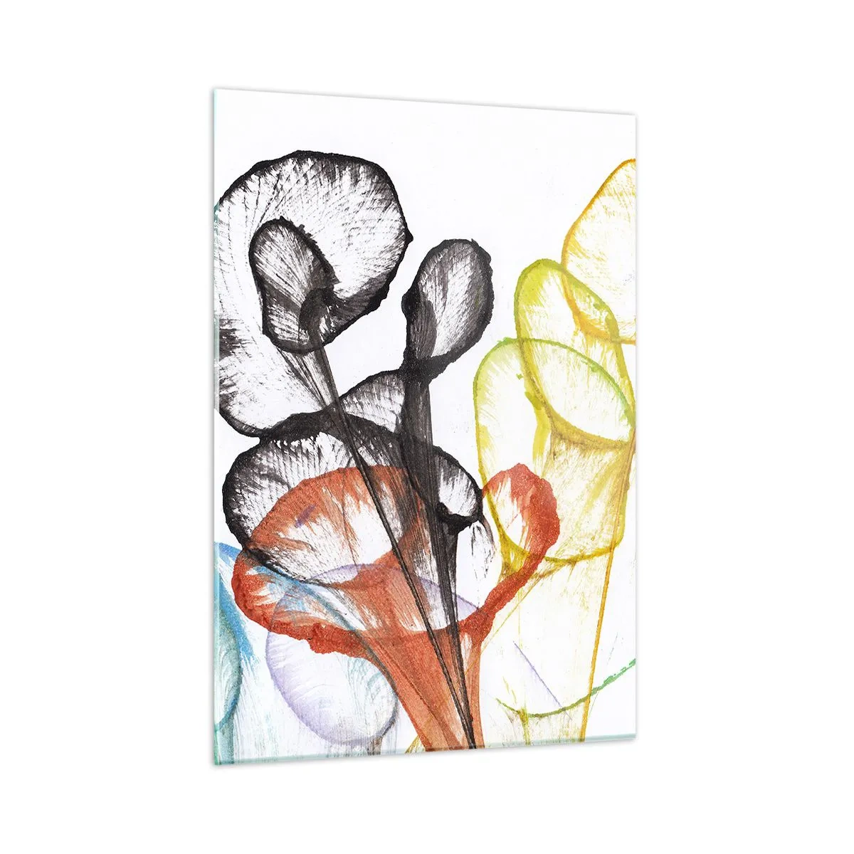 Impression sur verre - Image sur verre - Fleurs colorées et translucides dans un style artistique - 50x70cm - Fleurs avec une âme - Décoration murale moderne pour le salon et la chambre ARTTOR