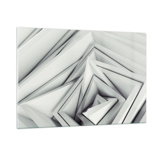 Impression sur verre - Image sur verre - Formes géométriques tridimensionnelles dans des tons de gris - 120x80cm - Bourgeon d’angles vifs - Décoration murale moderne pour le salon et la chambre ARTTOR