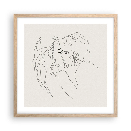 Affiche dans un chêne clair - Poster - Enlacé de sentiment - 50x50 cm