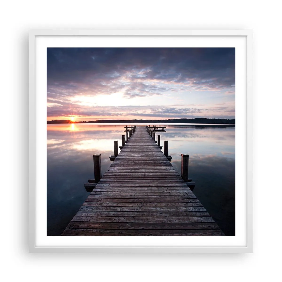 Affiche dans un cadre blanc - Poster - Une frontière tranquille entre le jour et la nuit - 60x60 cm