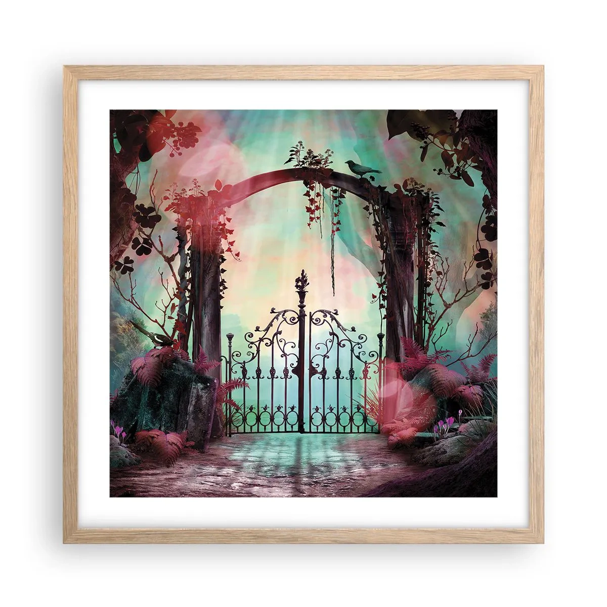 Affiche dans un chêne clair - Poster - Jardin secret - 50x50 cm