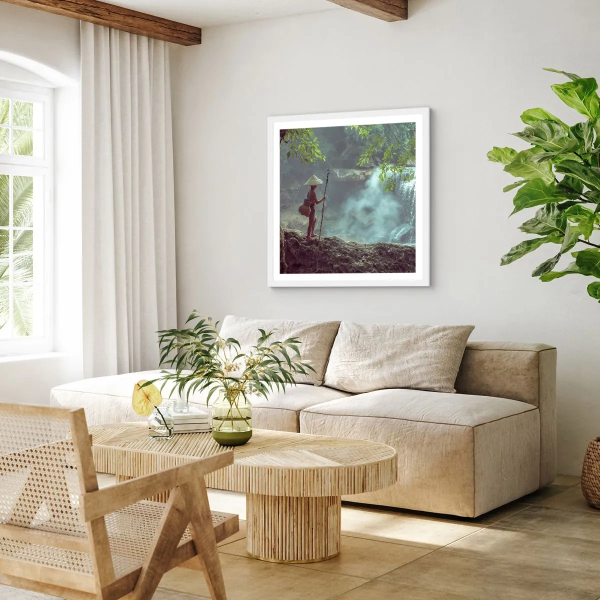 Affiche dans un cadre blanc - Poster - Lier d'amitié avec la nature - 50x50 cm