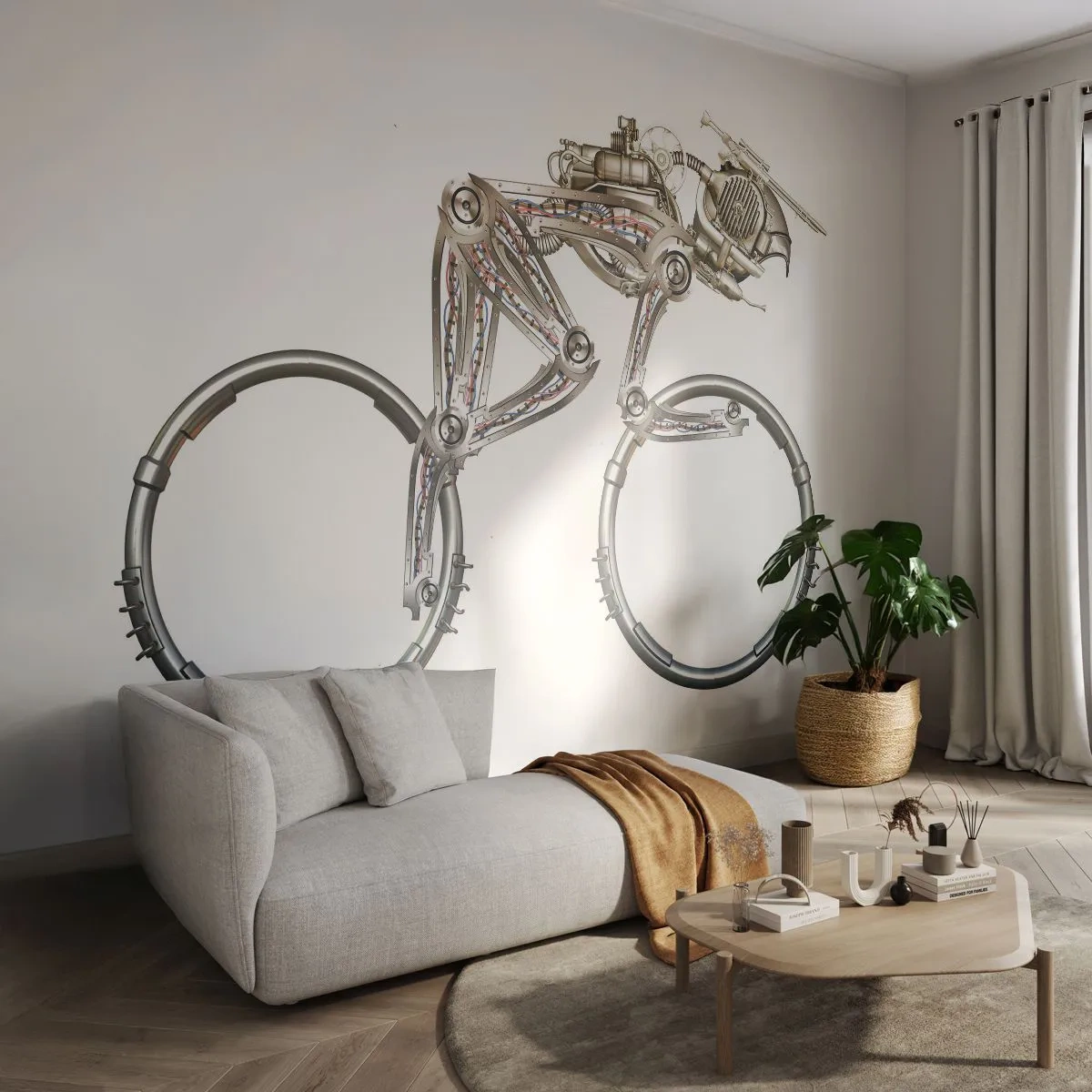 Papier Peint Photo Premium Canvas - Machine exceptionnelle - Abstraction, Vélo, Graphique - 150x105 cm