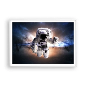 Affiche dans un cadre blanc - Poster - Salutations de l'espace - 100x70 cm
