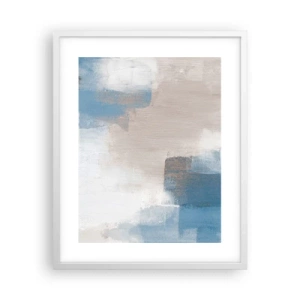 Affiche dans un cadre blanc - Poster - Abstraction rose derrière un rideau de bleu - 40x50 cm