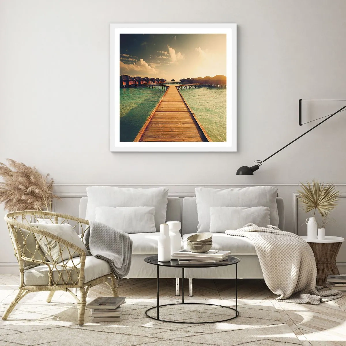 Affiche dans un cadre blanc - Poster - Invitation chaleureuse - 60x60 cm