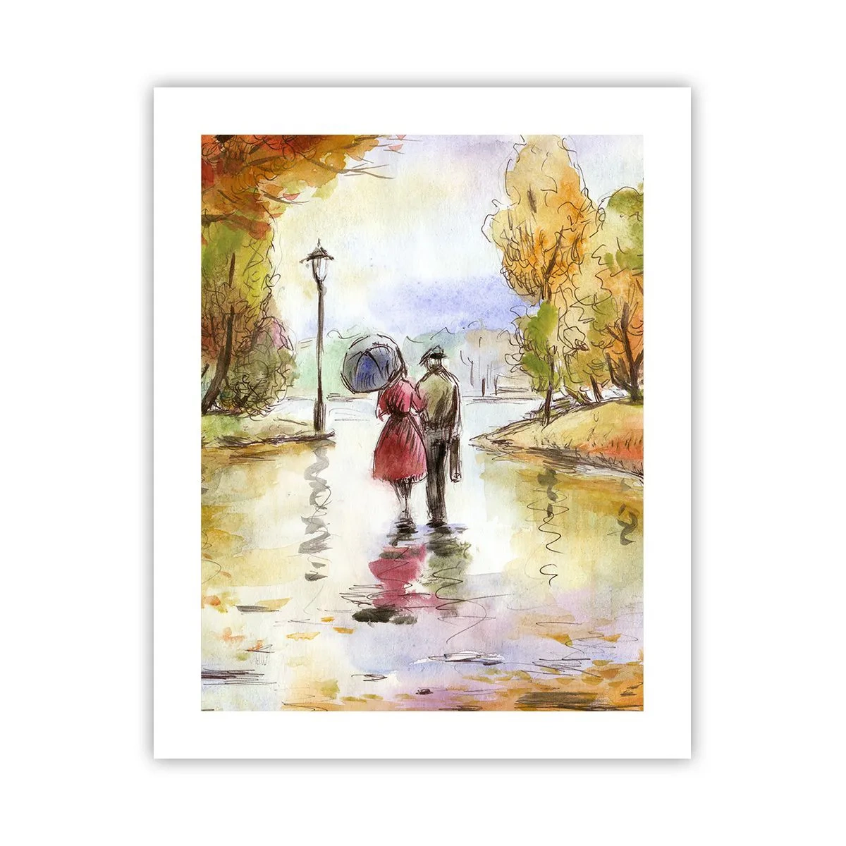 Affiche - Poster - Automne romantique dans le parc - 40x50 cm