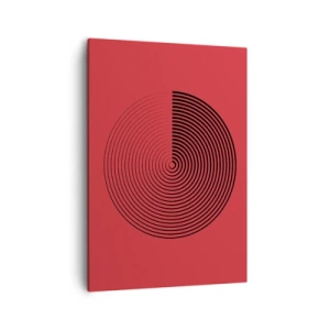 Impression sur toile - Image sur toile - Cercles concentriques sur fond rouge - 50x70cm - Mouvement circulaire - Décoration murale moderne pour le salon et la chambre ARTTOR