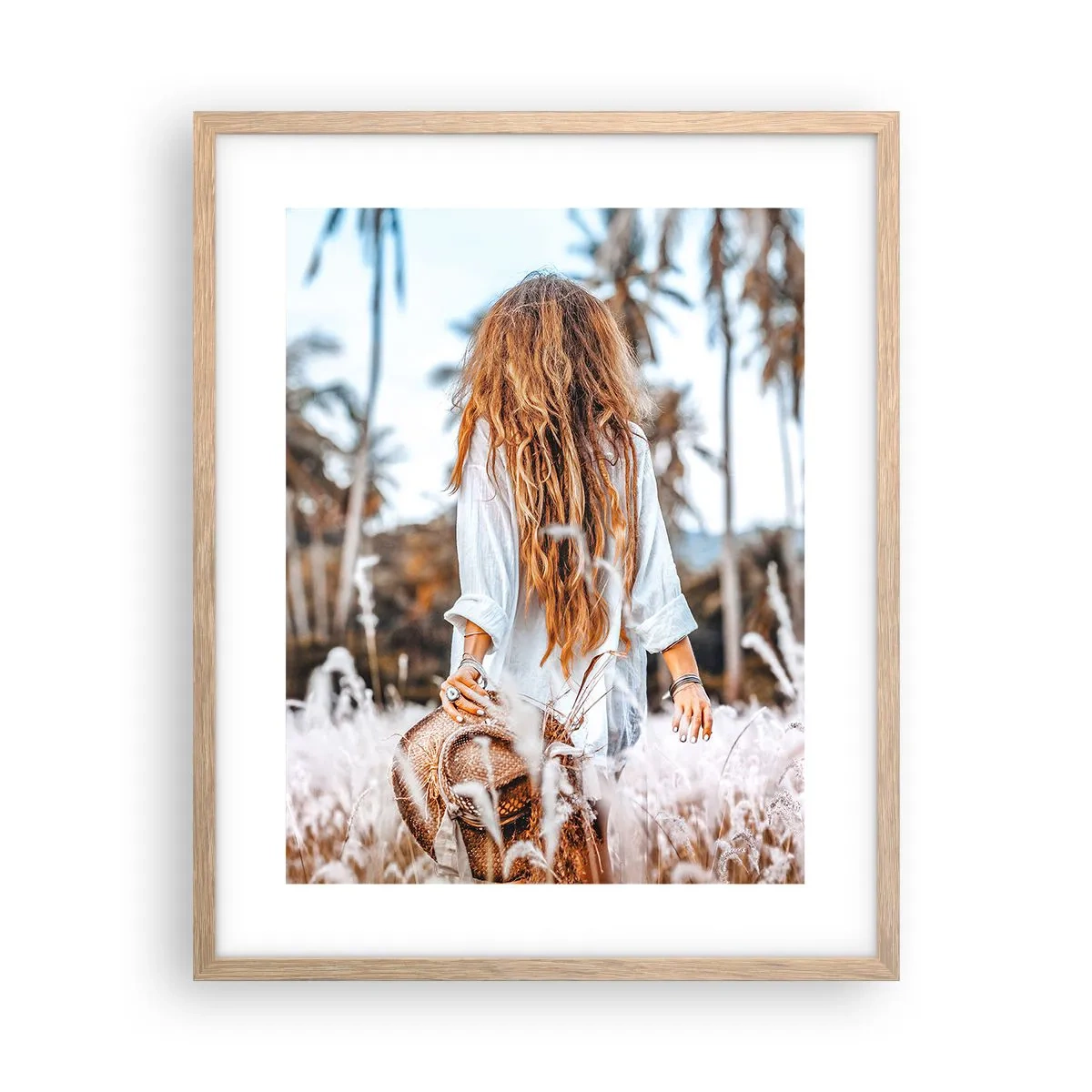 Affiche dans un chêne clair - Poster - Né de peluches d'herbe - 40x50 cm