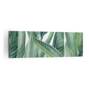 Impression sur toile - Image sur toile - Feuilles vertes dans un style botanique minimaliste - 160x50cm - La nature face à elle-même - Décoration murale moderne pour le salon et la chambre ARTTOR