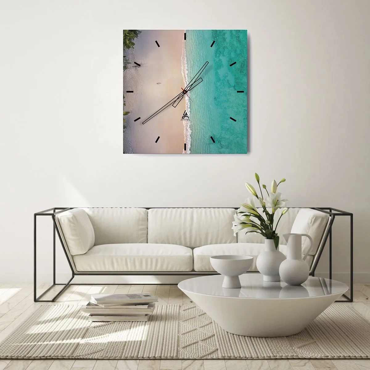Horloge murale - Pendule murale - Plage paradisiaque - 40x40 cm
