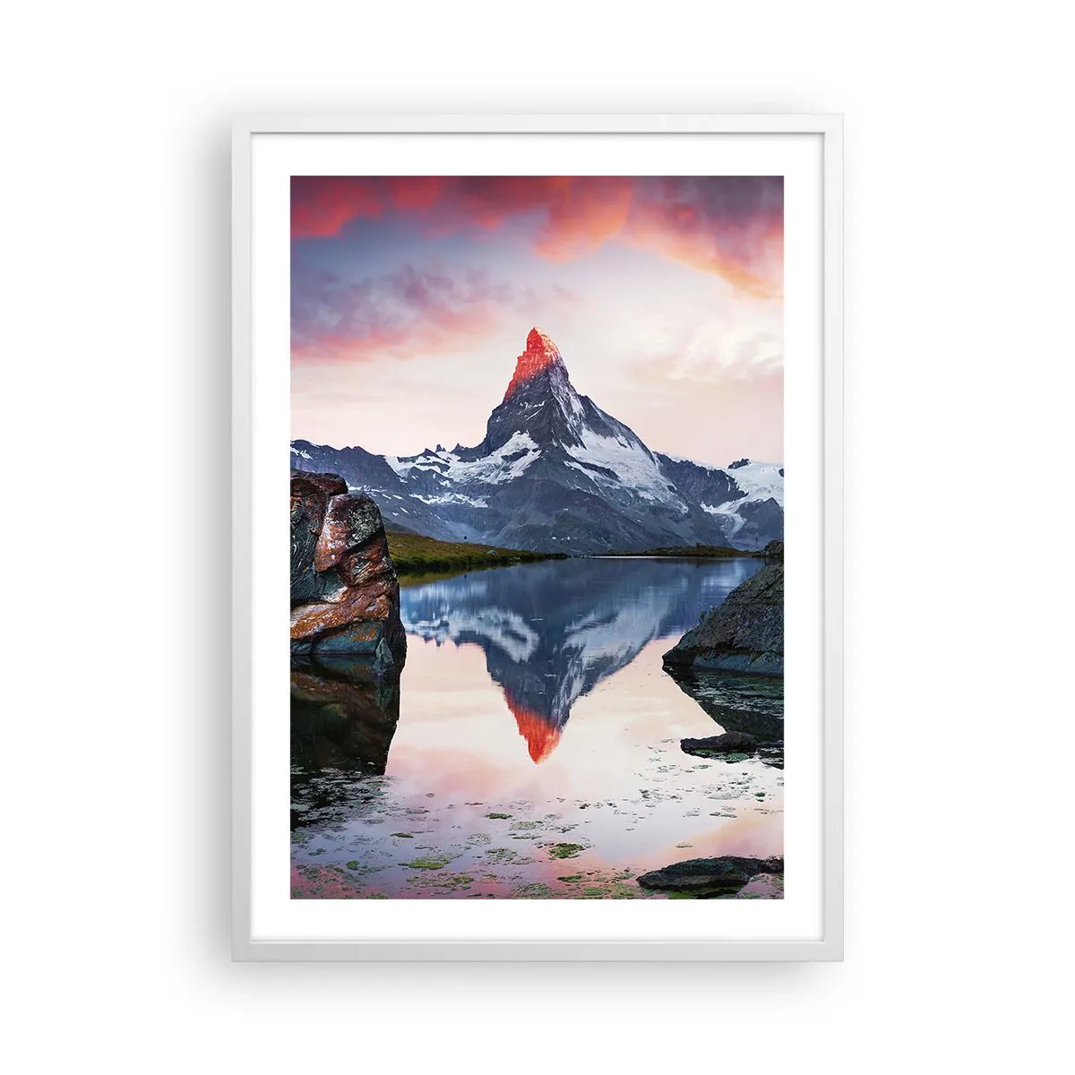 Affiche dans un cadre blanc - Poster - Le coeur des montagnes est chaud - 50x70 cm