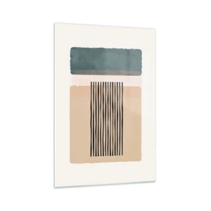 Impression sur verre - Image sur verre - Formes géométriques minimalistes dans des tons beiges et verts - 70x100cm - Tout est en ordre - Décoration murale moderne pour le salon et la chambre ARTTOR