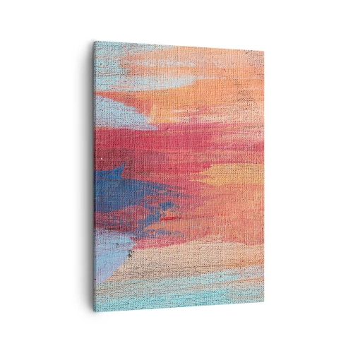 Impression sur toile - Image sur toile - Coups de pinceau abstraits et colorés - 50x70cm - Ecoulement de l'arc-en ciel - Décoration murale moderne pour le salon et la chambre ARTTOR