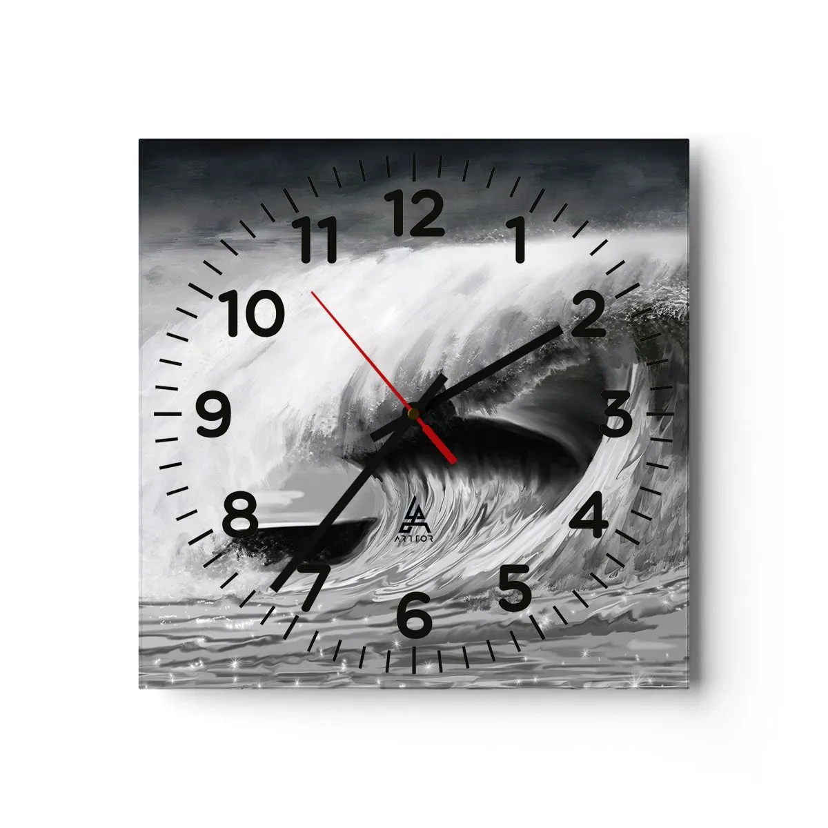 Horloge murale - Pendule murale - La colère de l'océan - 30x30 cm
