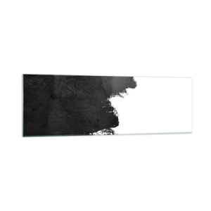 Impression sur verre - Image sur verre - Abstraction en noir et blanc avec des coups de pinceau contrastés - 160x50cm - Éléments : terre - Décoration murale moderne pour le salon et la chambre ARTTOR