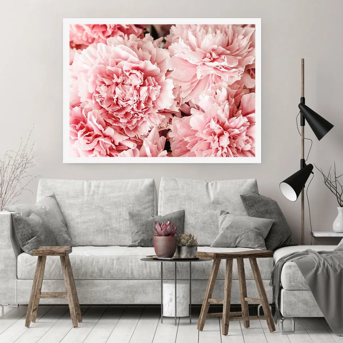 Affiche - Poster - Pivoines roses subtiles dans un décor délicat - 100x70cm - Rêve rose - Décoration murale moderne pour le salon et la chambre ARTTOR