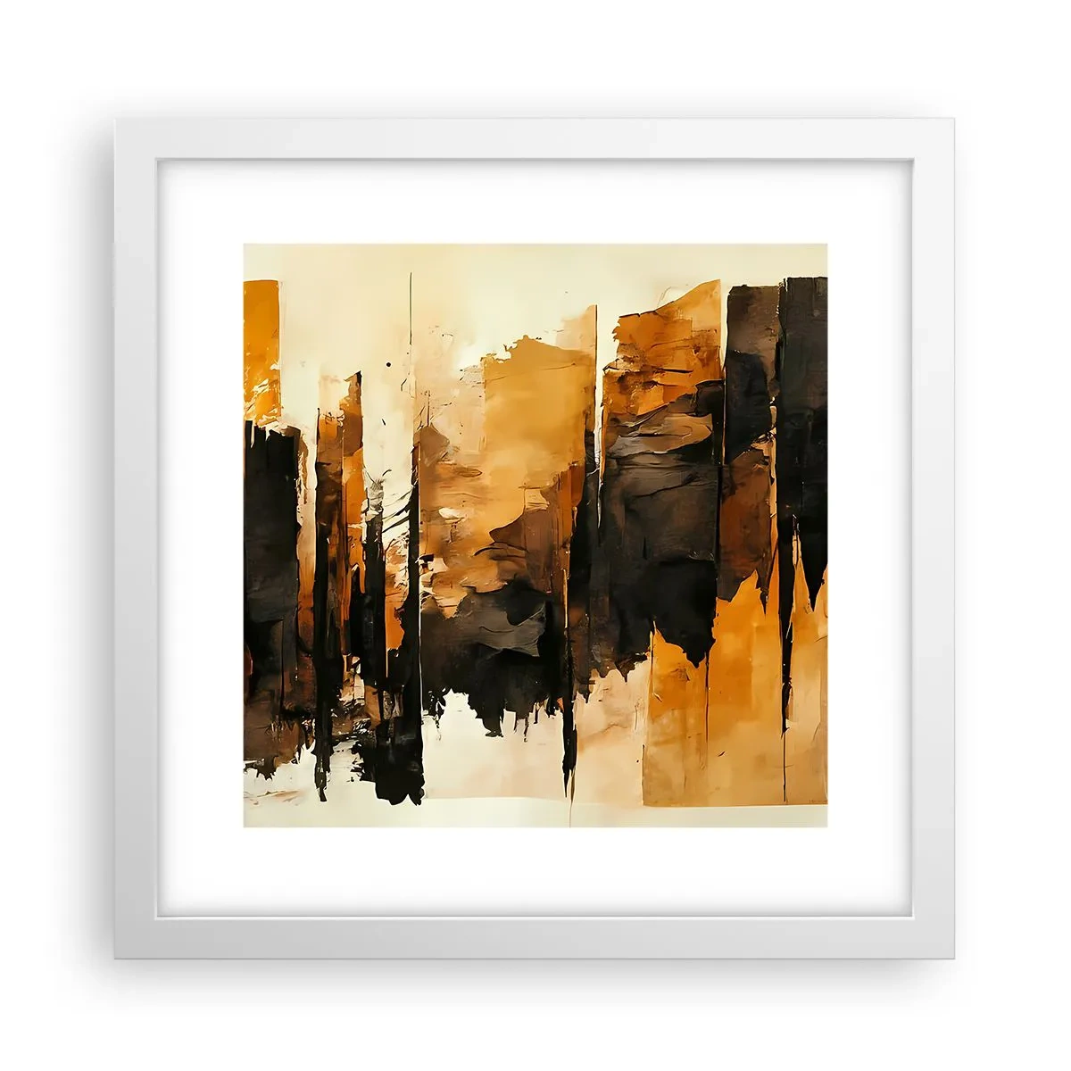 Affiche dans un cadre blanc - Poster - Harmonie de noir et d'or - 30x30 cm