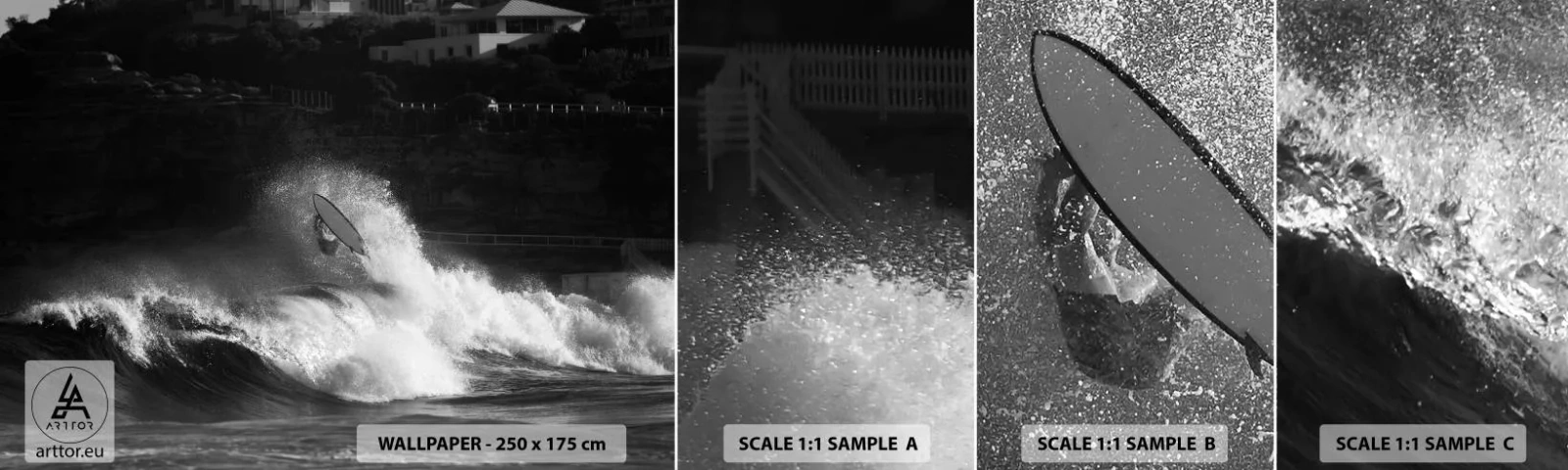 Échantillon De Papier Peint Standard Eco - Défi accepté! - Surfant, Vague, Sports nautiques - 100x30 cm