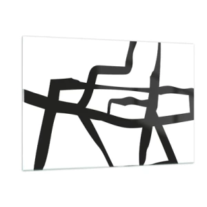 Impression sur verre - Image sur verre - Une structure abstraite en noir et blanc ressemblant à un plan urbain. - 120x80cm - Conception noir et blanc - Décoration murale moderne pour le salon et la chambre ARTTOR