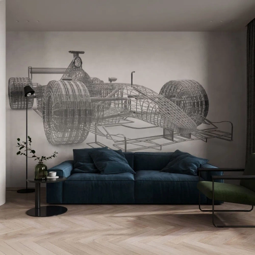 Papier Peint Photo Premium Sand - Design parfait - idée de course - 3D, Voiture de course, Graphique - 250x175 cm