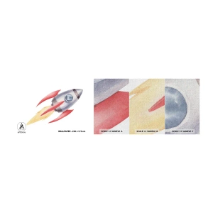 Échantillon de Papier Peint Premium Canvas - Plus haut, plus vite, plus loin - Une fusée spatiale, Enfants, Cosmos - 100x30 cm