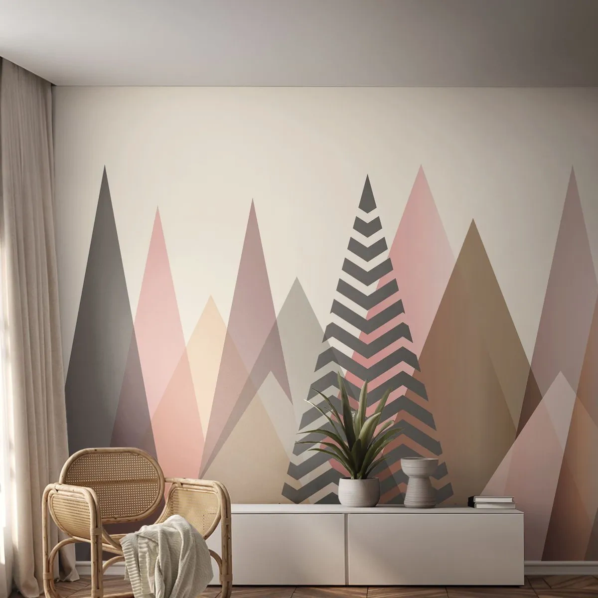 Papier Peint Autocollant Deluxe Sticker - Vue pyramidale - Abstraction, Morceau, Triangles - 250x175 cm