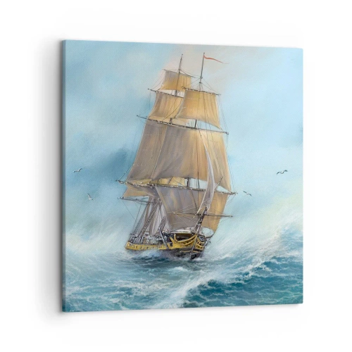Impression sur toile - Image sur toile - Se précipitant sur les vagues - 50x50 cm