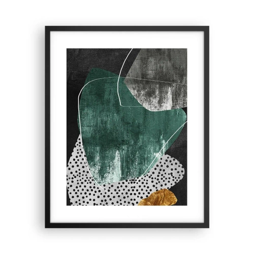 Affiche dans un cadre noir - Poster - Abstraction colorée avec feuille d'or - 40x50 cm