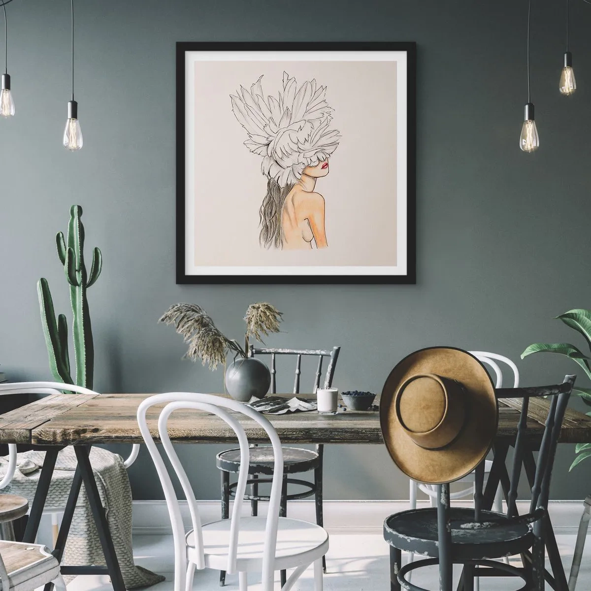 Affiche dans un cadre noir - Poster - Beauté couronnée - 60x60 cm