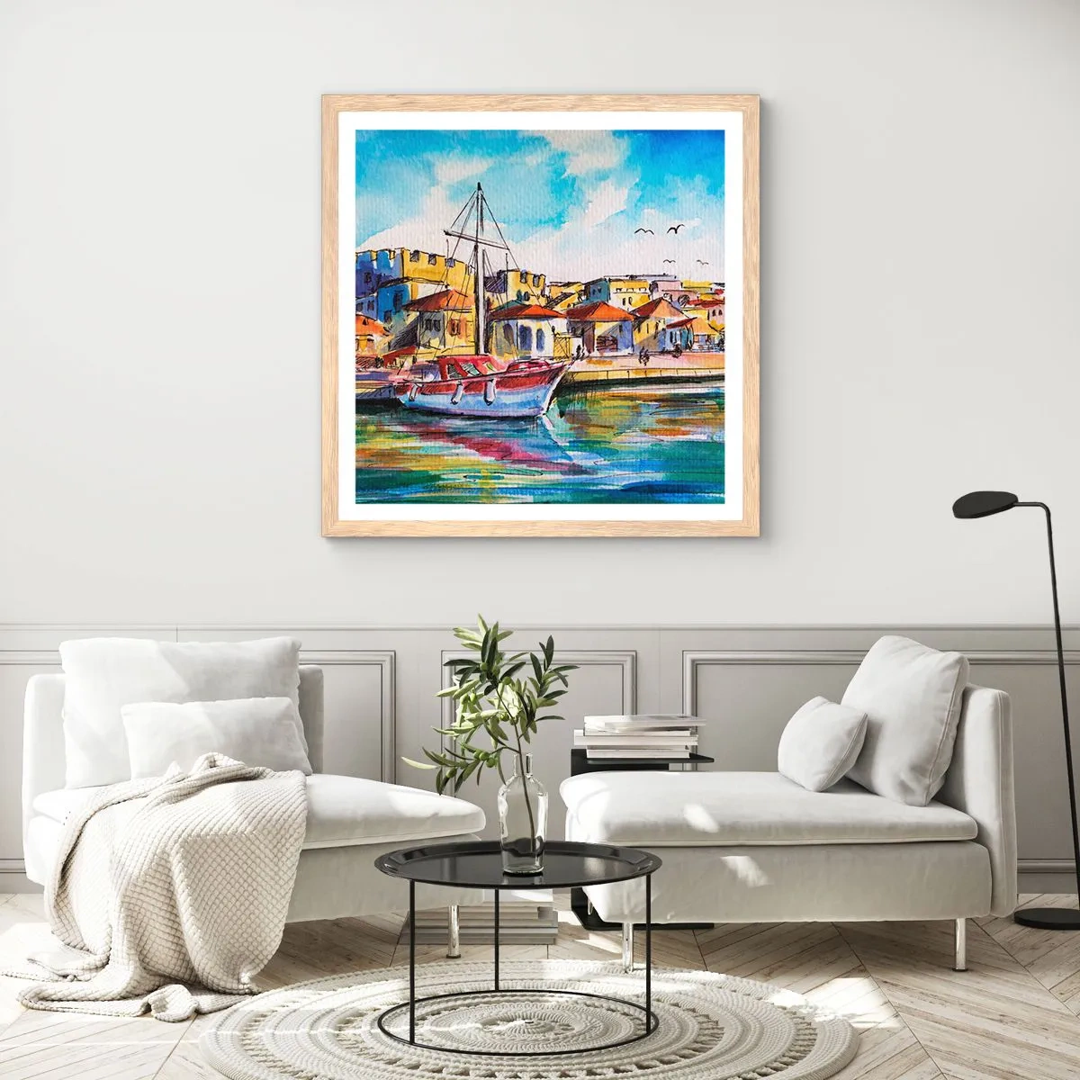 Affiche dans un chêne clair - Poster - Après-midi arc-en-ciel - 40x40 cm