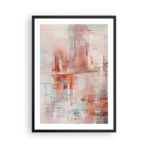 Affiche dans un cadre noir - Poster - Composition abstraite dans les tons de rouge et de bleu - 50x70cm - Brumeux. Mais rose - Décoration murale moderne pour le salon et la chambre ARTTOR
