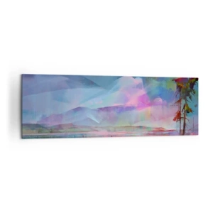 Impression sur toile - Image sur toile - Paysage de montagne avec un ciel coloré et un village - 160x50cm - Sous un ciel bienveillant - Décoration murale moderne pour le salon et la chambre ARTTOR