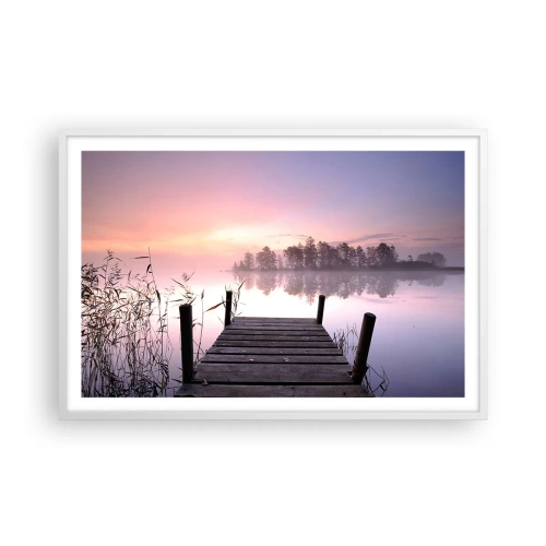 Affiche dans un cadre blanc - Poster - De la brume lilas… - 91x61 cm
