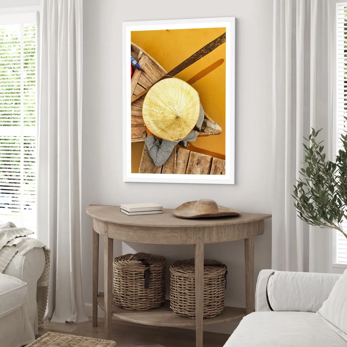 Affiche dans un cadre blanc - Poster - La vie sur le fleuve Jaune - 70x100 cm