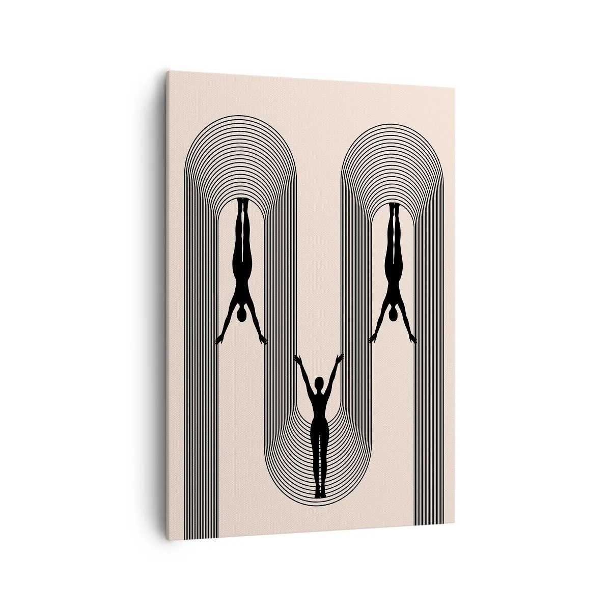 Impression sur toile - Image sur toile - Silhouettes géométriques sur fond beige - 70x100cm - Les jambes en l’air - Décoration murale moderne pour le salon et la chambre ARTTOR
